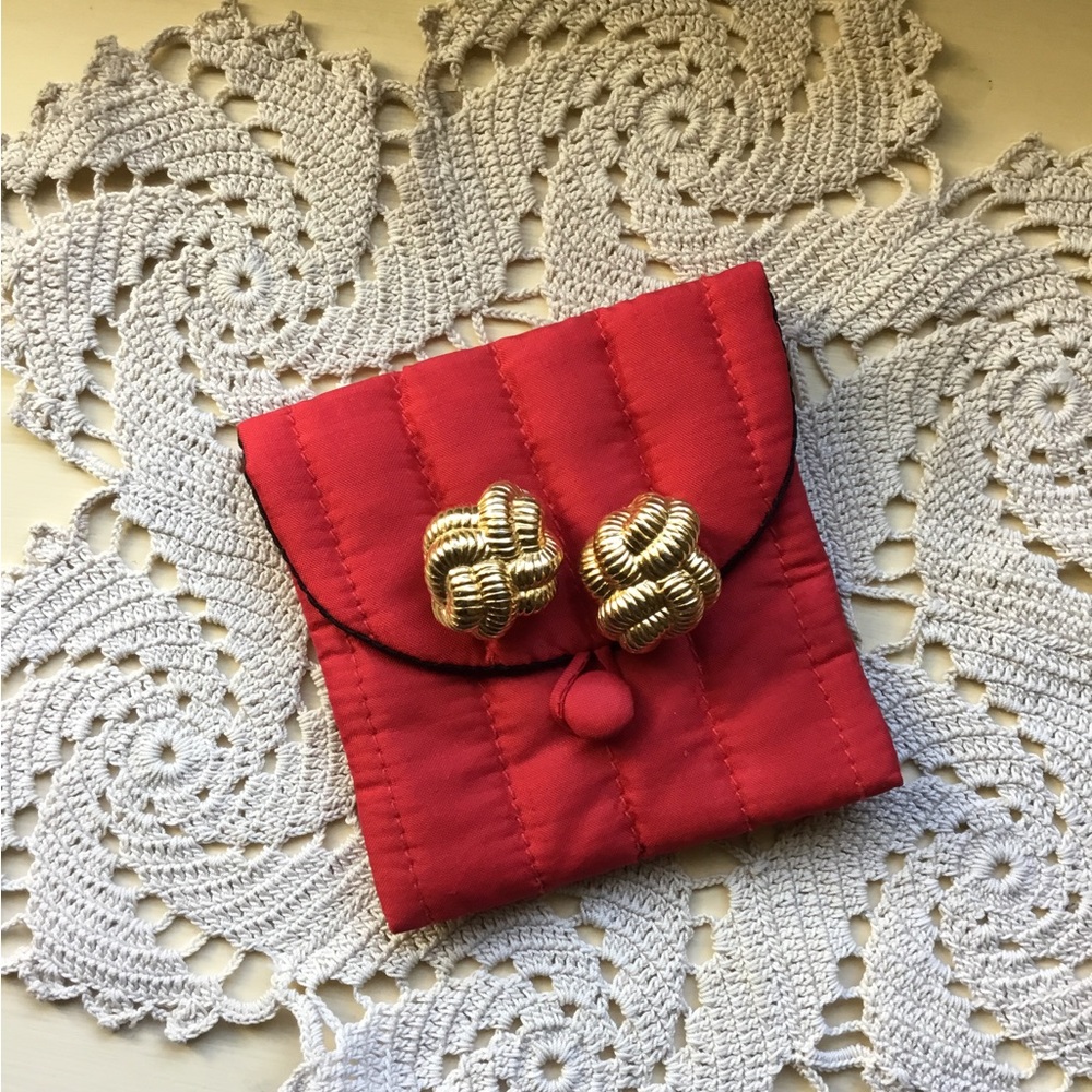 Ciner Gold Double Knot Statement Earrings